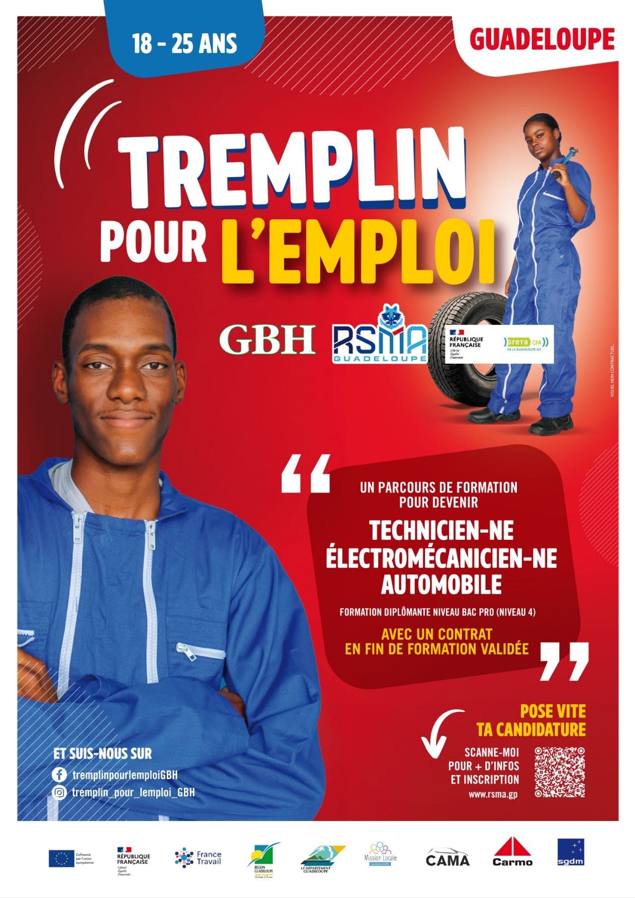 Tremplin pour l'emploi avec le RSMA de la Guadeloupe, GBH et le GRETA-CFA de la Guadeloupe